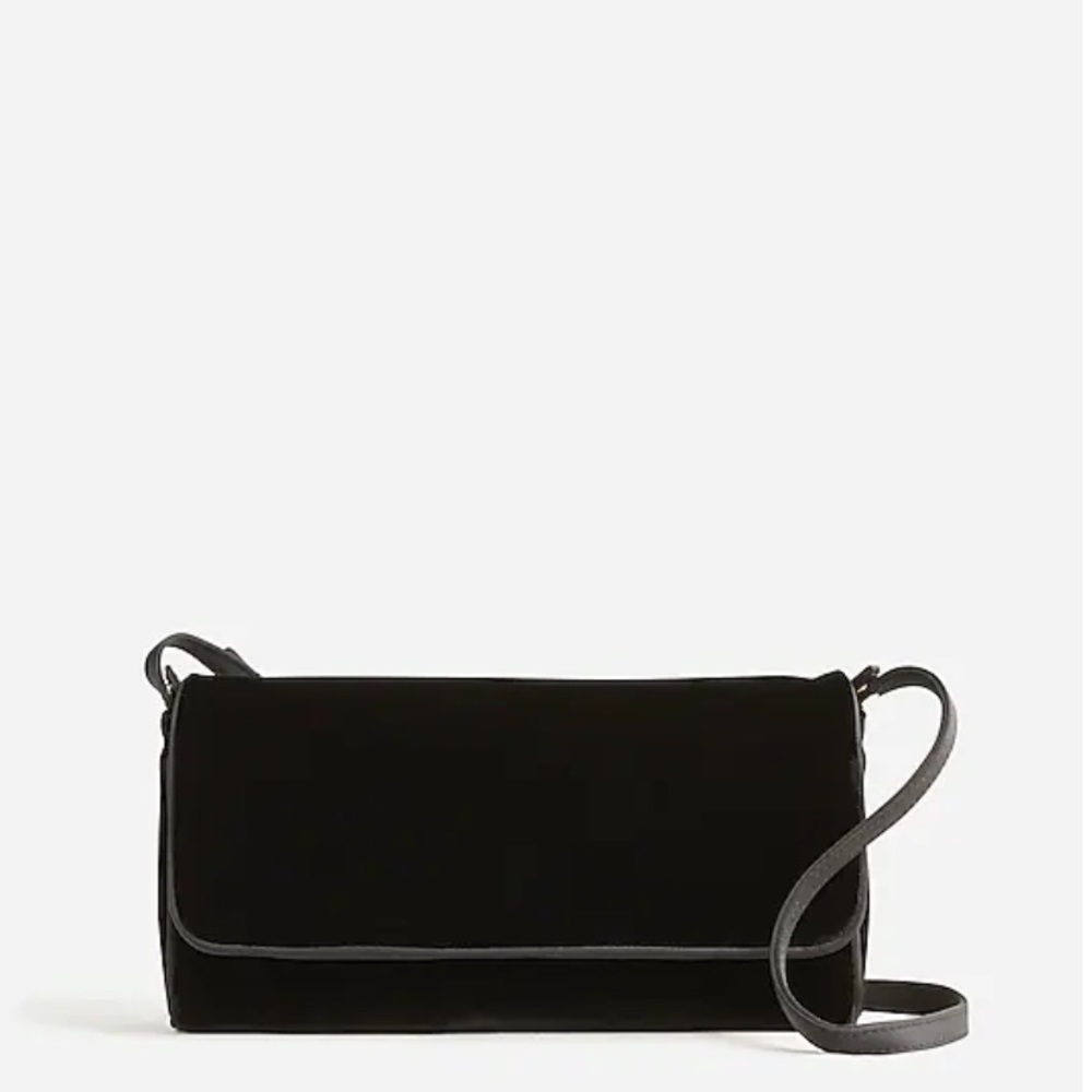 J. Crew NWT Florence Convertible Clutch in Velvet - Black